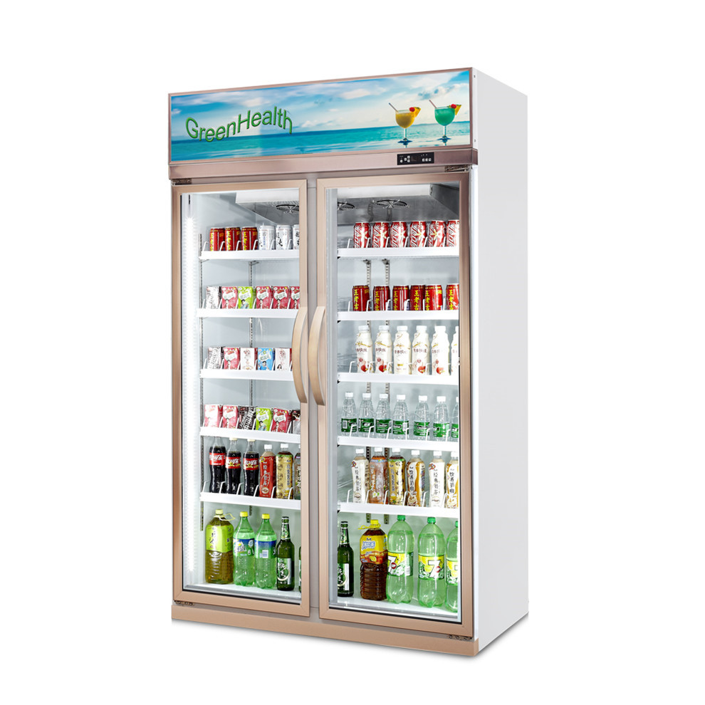 Đồ uống mát lạnh Cửa kính trưng bày thẳng đứng Tủ đông / Tủ lạnh siêu thị