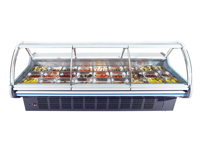 Loại kính cong tùy chỉnh Màn hình Deli Tủ lạnh Tủ đông Máy làm lạnh thịt Butchery