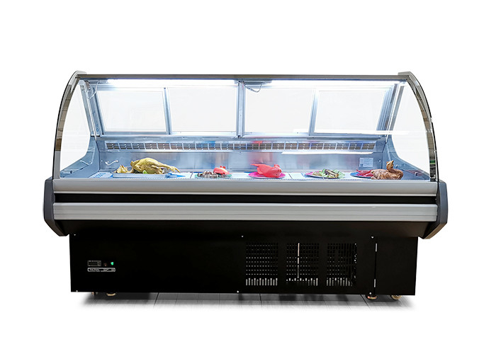 Loại kính cong tùy chỉnh Màn hình Deli Tủ lạnh Tủ đông Máy làm lạnh thịt Butchery