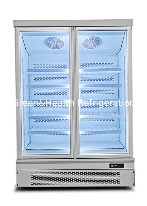 Tủ đông trưng bày thực phẩm đứng tiết kiệm năng lượng với quạt làm mát và kệ điều chỉnh cho siêu thị