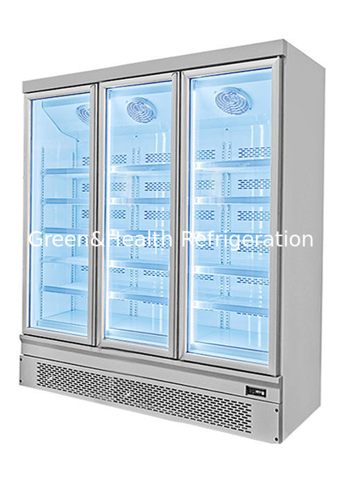 Tủ đông trưng bày thực phẩm đứng tiết kiệm năng lượng với quạt làm mát và kệ điều chỉnh cho siêu thị