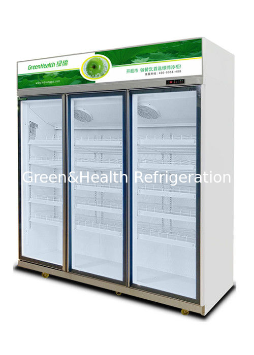 Máy làm mát đồ uống thương mại với cửa kính ba 1050W sức mạnh và 1530L Capacity cho siêu thị