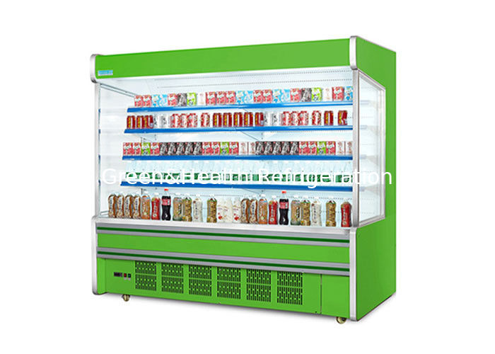 Máy lạnh mở đa tầng thương mại với kệ điều chỉnh làm mát động và đèn LED cho siêu thị