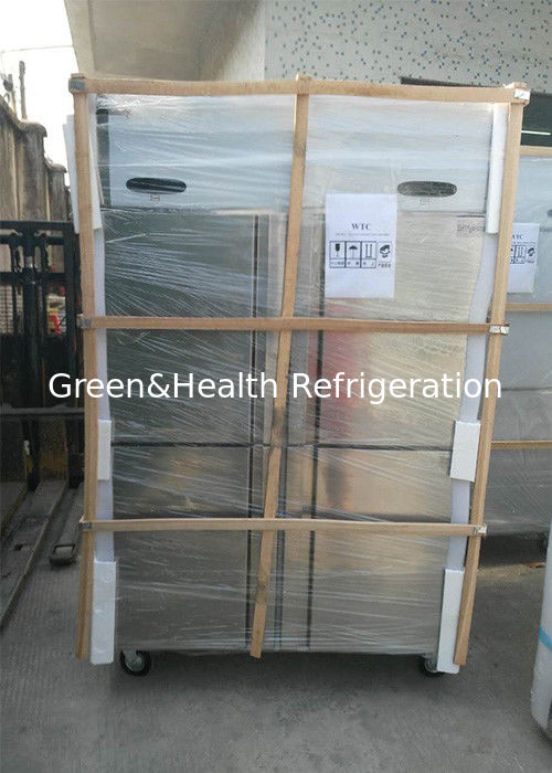 Tủ đông cánh kính bằng thép không gỉ thương mại tự động rã đông và đèn LED cho nhà bếp nhà hàng