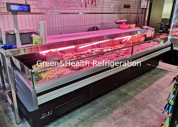 Hypermarket Tủ lạnh loại mở Quảng viên 2,5M Thịt tươi hiển thị Tủ đông