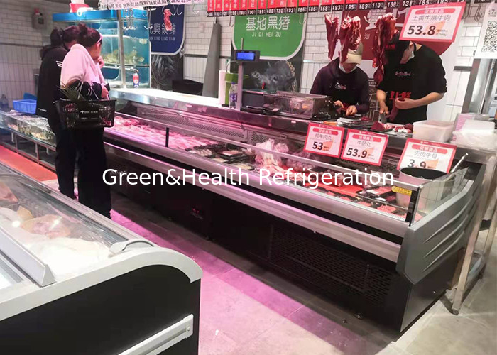 Hypermarket Tủ lạnh loại mở Quảng viên 2,5M Thịt tươi hiển thị Tủ đông