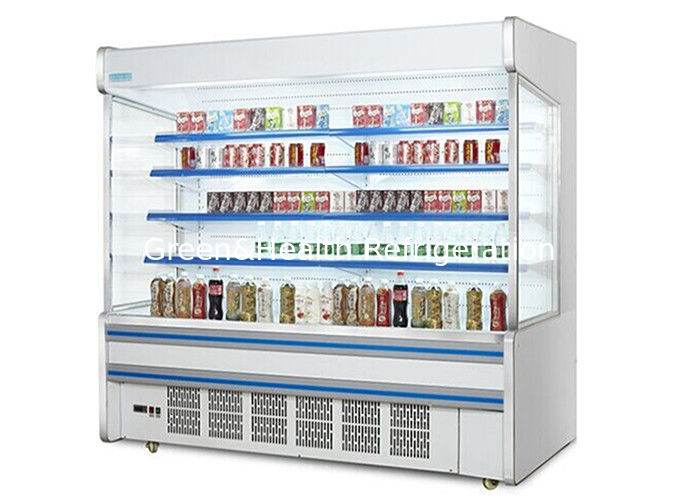 Máy làm mát mở nhiều tầng thép không gỉ với rèm cửa đêm tiết kiệm năng lượng và tháo đông thông minh tự động cho siêu thị