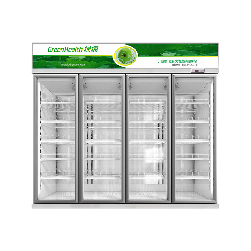 Sức khỏe xanh thương mại nhiều cửa kính đồ uống hiển thị tủ lạnh cho siêu thị