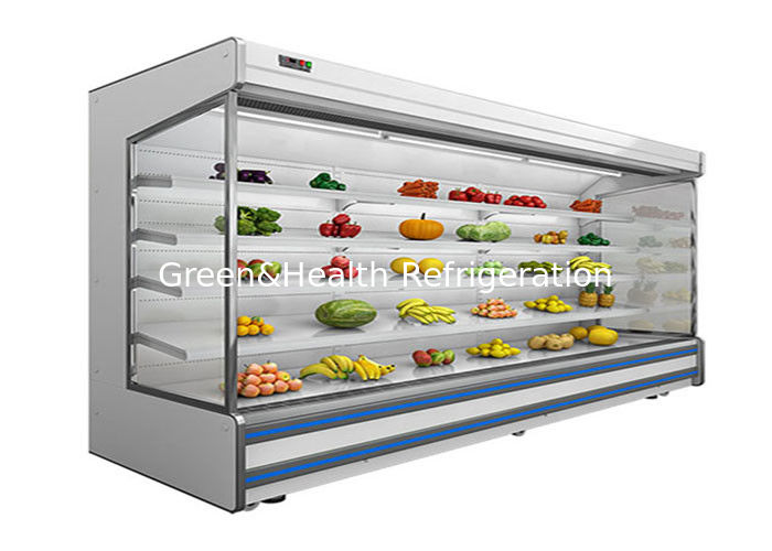 Máy làm mát mở đa tầng có thể điều chỉnh 4 tầng thương mại với quạt làm mát và rèm đêm cho siêu thị