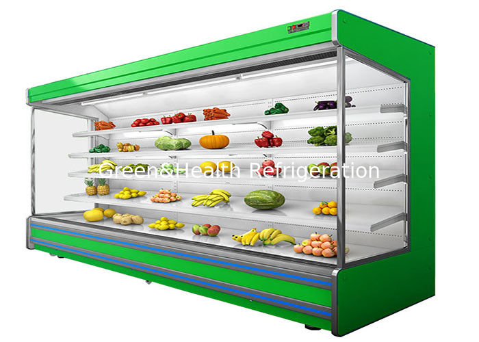 Máy làm mát mở đa tầng có thể điều chỉnh 4 tầng thương mại với quạt làm mát và rèm đêm cho siêu thị