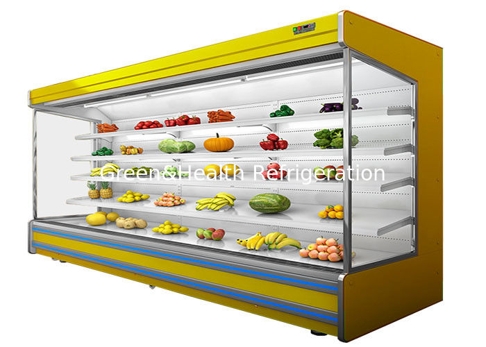 Máy làm mát mở đa tầng có thể điều chỉnh 4 tầng thương mại với quạt làm mát và rèm đêm cho siêu thị