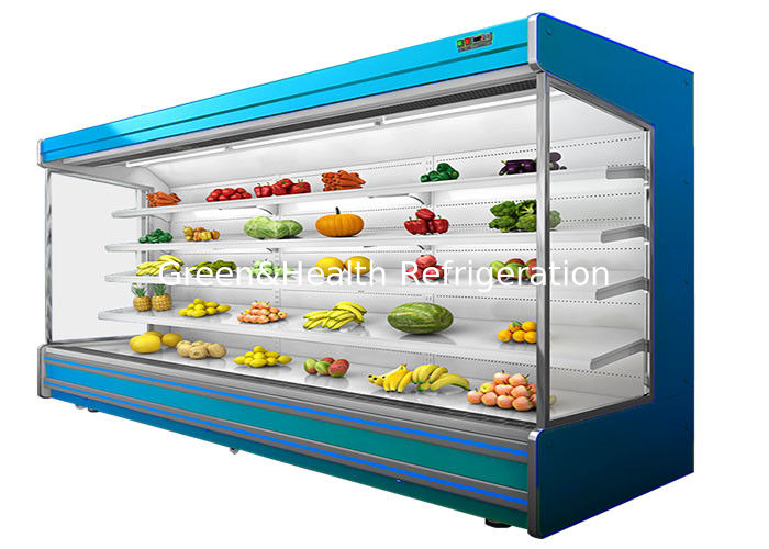 Máy làm mát mở đa tầng có thể điều chỉnh 4 tầng thương mại với quạt làm mát và rèm đêm cho siêu thị