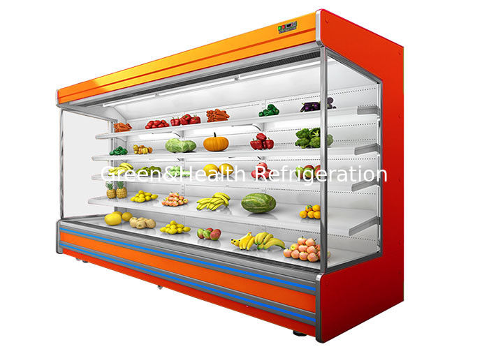 Máy làm mát mở đa tầng có thể điều chỉnh 4 tầng thương mại với quạt làm mát và rèm đêm cho siêu thị