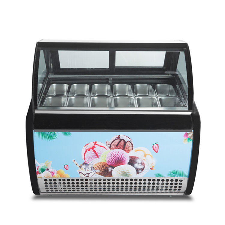 12 Pans Màu xám Ý Gelato hiển thị Tủ đông cho cửa hàng kem