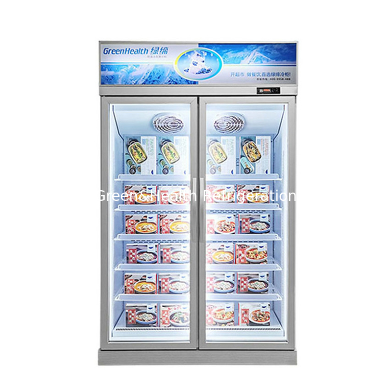 Hệ thống làm mát quạt 3 cửa cửa kính đứng đông lạnh với máy nén Wanbao