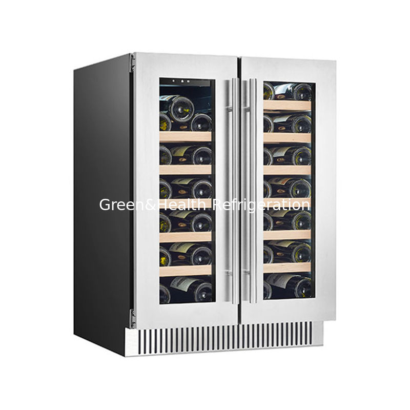 Chứng chỉ ETL Thời trang khu vực kép SS cửa kính kép Máy làm mát rượu vang đỏ với 180L 68 chai