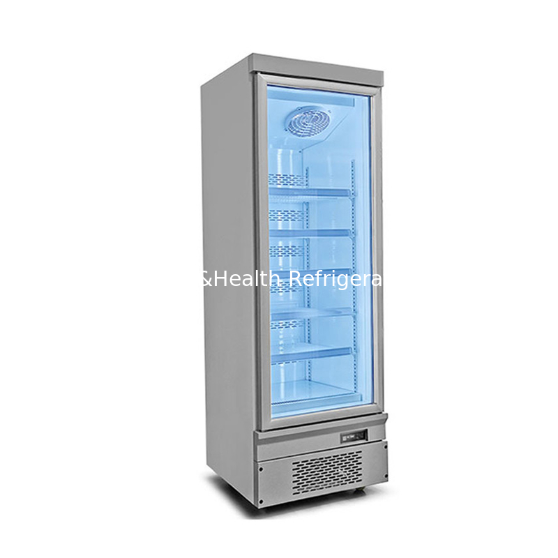 Fan làm mát nhiệt độ đơn cửa kính tủ lạnh với cửa tự động mùa xuân