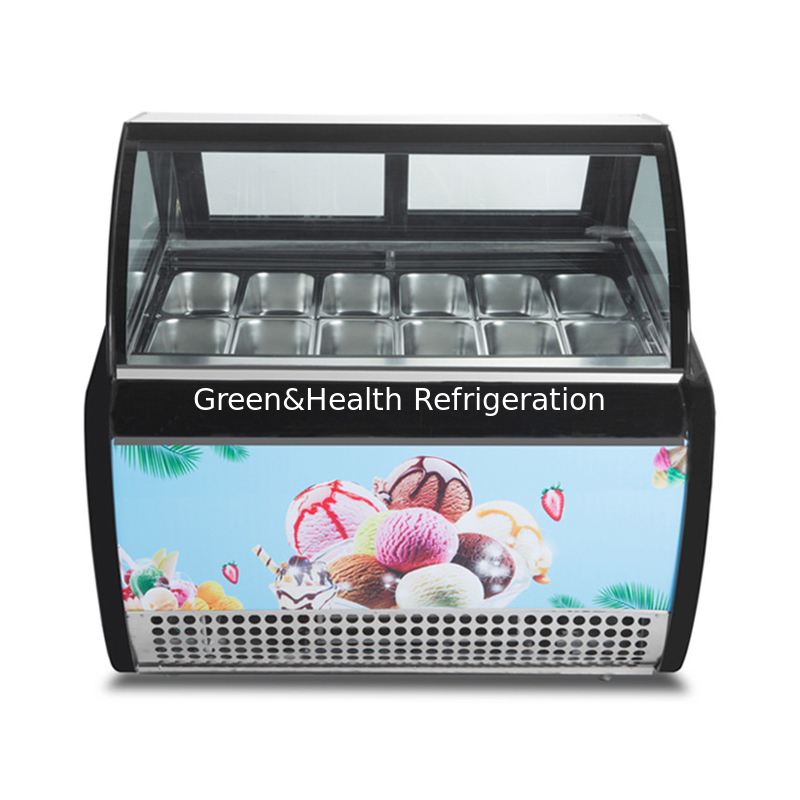 Màu sắc và kích thước tùy chỉnh Gelato Ice Cream Display Freezer với 10 / 12 / 16 / 22 Pans