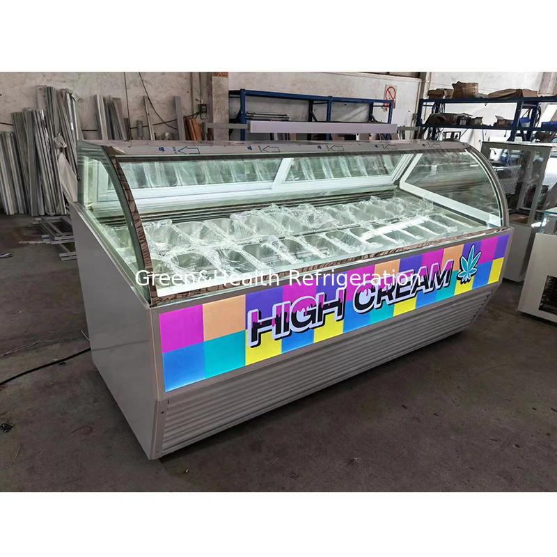Màu sắc và kích thước tùy chỉnh Gelato Ice Cream Display Freezer với 10 / 12 / 16 / 22 Pans