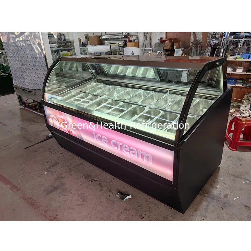Màu sắc và kích thước tùy chỉnh Gelato Ice Cream Display Freezer với 10 / 12 / 16 / 22 Pans