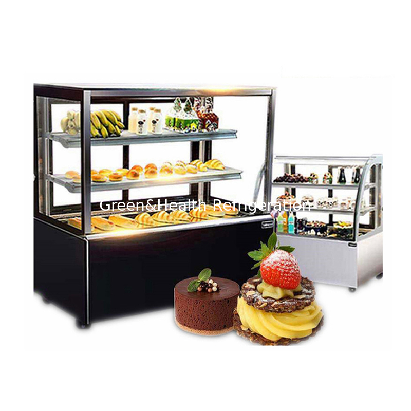 Marble Base 2 Layer Decks Cake Display Tủ đông cho bánh ngọt sushi rắn