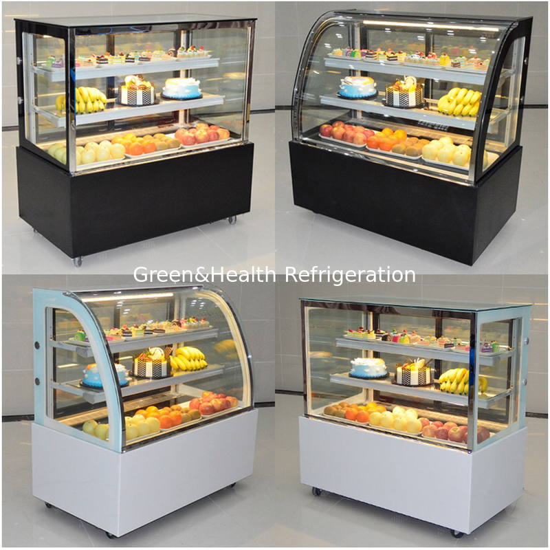 Marble Base 2 Layer Decks Cake Display Tủ đông cho bánh ngọt sushi rắn