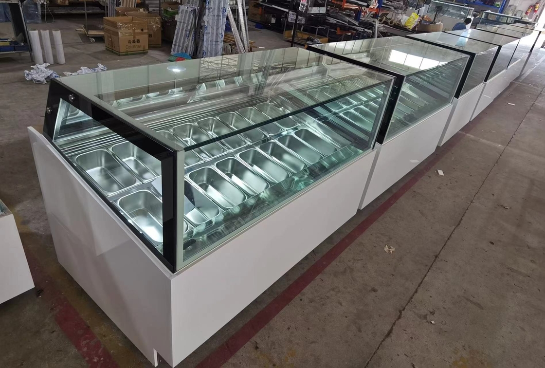 Máy đông hiển thị kem nhiệt độ cực thấp với hộp ánh sáng tùy chỉnh hoặc nền đá cẩm thạch