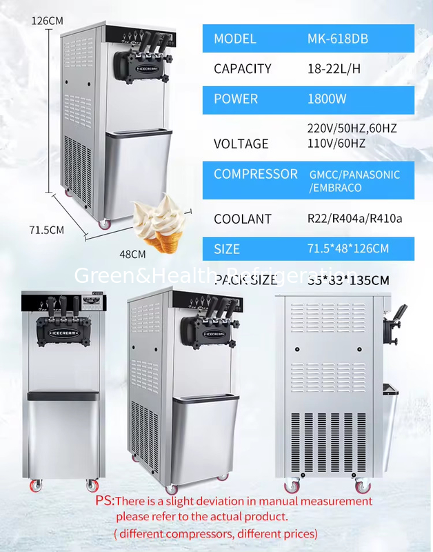 Máy làm kem sàn đứng 3 hương vị Máy làm kem mềm