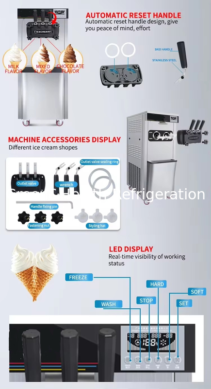 Máy làm kem sàn đứng 3 hương vị Máy làm kem mềm