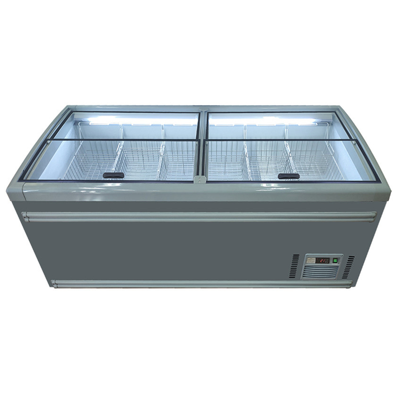Máy đông bán hàng siêu thị trắng / xám đảo với tự động tan băng cho cửa hàng tạp hóa