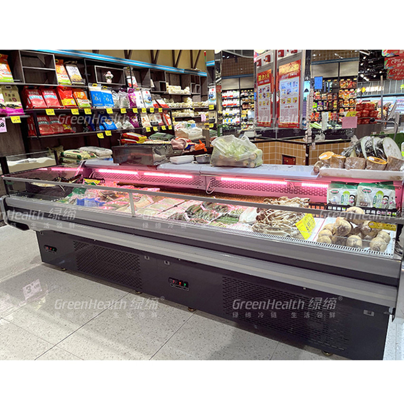 Tủ lạnh lớn -2 ~ 8oC Điện thoại di động Đồ xách mang thịt Deli hiển thị mở tủ đông