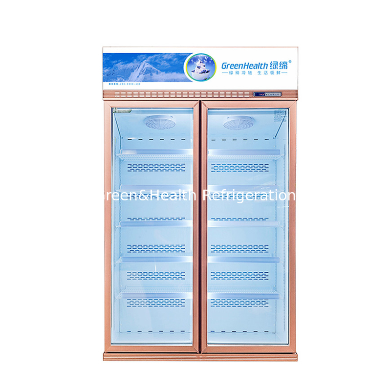 Phòng trưng bày đồ uống có 2 cửa kính có thể di chuyển được với hệ thống làm nóng cầu chì rã đông Tủ trưng bày tủ đông cứng