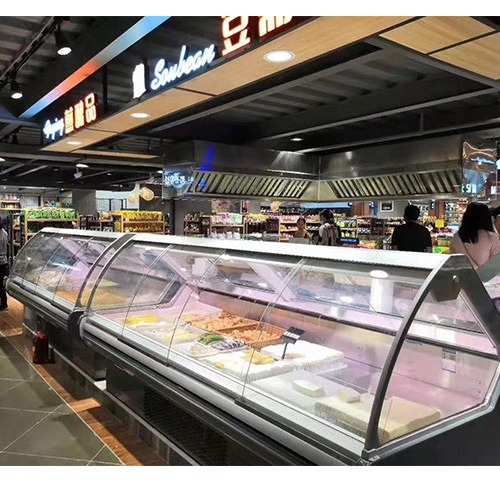 220/50hz điện áp khí R404a ẩm thực nấu chín màn hình trưng bày thịt tủ