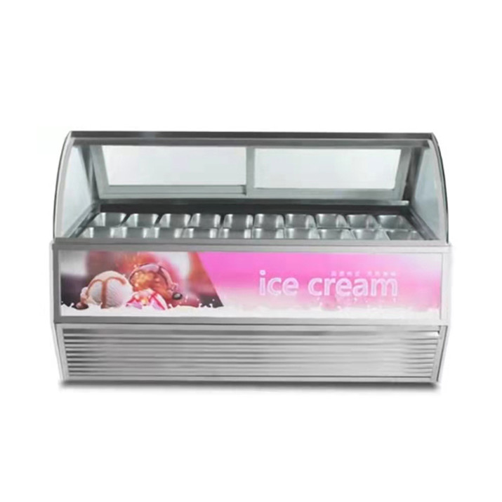 Cửa hàng kem / cửa hàng tiện lợi Thương mại thép không gỉ kính Ice Cream lưu trữ hiển thị tủ đông