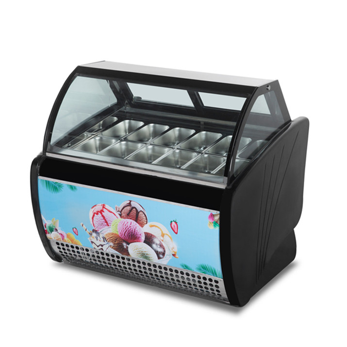 Cửa hàng kem / cửa hàng tiện lợi Thương mại thép không gỉ kính Ice Cream lưu trữ hiển thị tủ đông