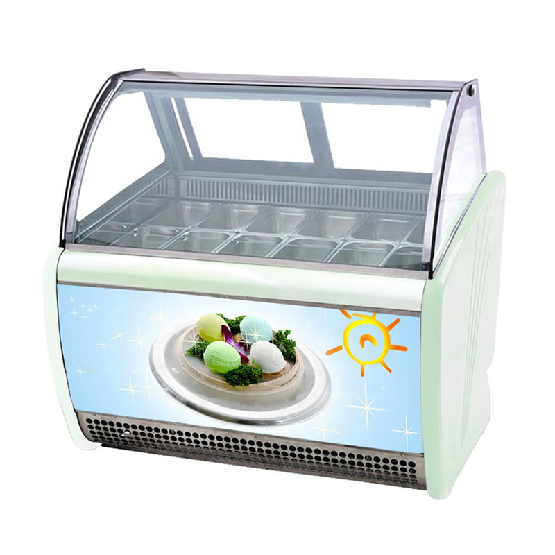 Cửa hàng kem / cửa hàng tiện lợi Thương mại thép không gỉ kính Ice Cream lưu trữ hiển thị tủ đông