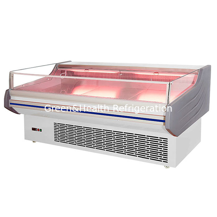 Siêu thị Chất chứa thịt tươi hiển thị kính mở Thép không gỉ Thịt tươi đông