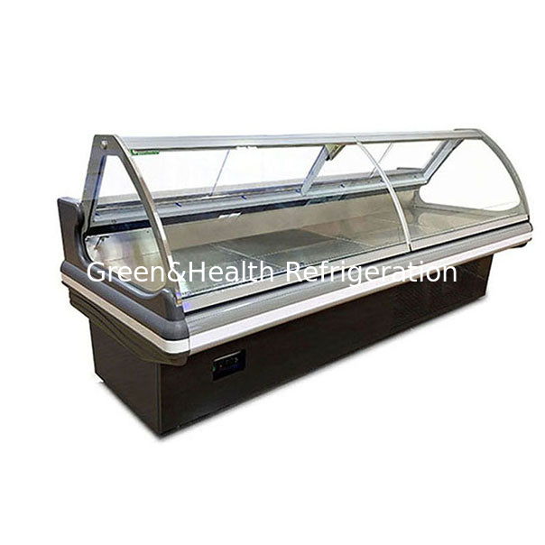 Cửa hàng thịt / siêu thị / Flip Top Glass Stainless Steel Fresh Meat Storage Display Freezer