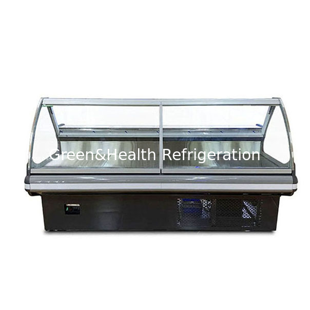 Cửa hàng thịt / siêu thị / Flip Top Glass Stainless Steel Fresh Meat Storage Display Freezer