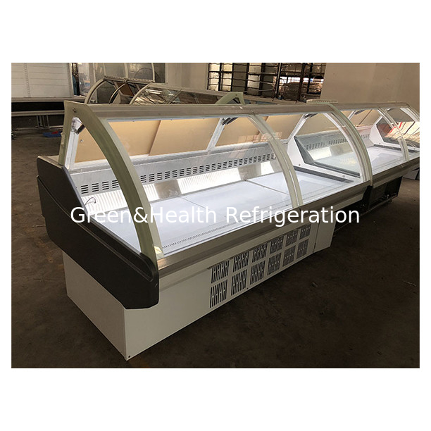 Thép không gỉ thương mại lớn thủy tinh trong suốt Cung cấp thực phẩm nấu chín Cung cấp thực phẩm nấu chín tủ đông