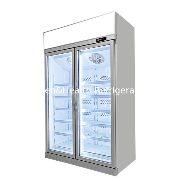 Hai cửa thủy tinh trên bộ phận trên hiển thị Tủ đông cho các sản phẩm đông lạnh nhiệt độ thấp