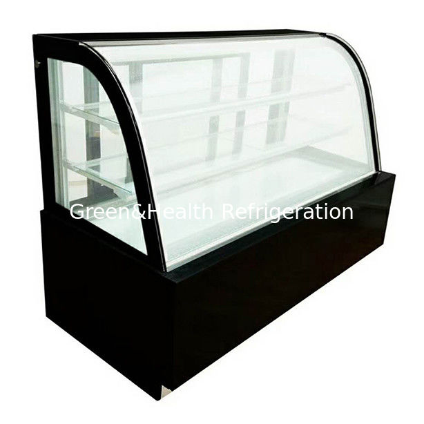 Tấm kính cong kính không gỉ bánh hiển thị tủ đông với nhiều kệ cho sử dụng thương mại