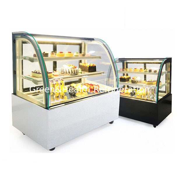 Tấm kính cong kính không gỉ bánh hiển thị tủ đông với nhiều kệ cho sử dụng thương mại