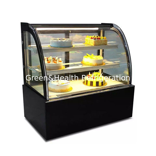 Tấm kính cong kính không gỉ bánh hiển thị tủ đông với nhiều kệ cho sử dụng thương mại