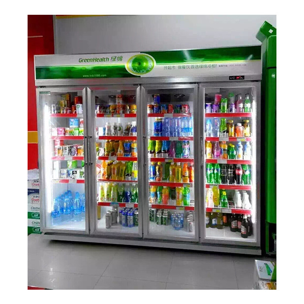 Tiếp thị siêu thị thương mại / cửa hàng 3 cửa kính Tủ lạnh kinh tế