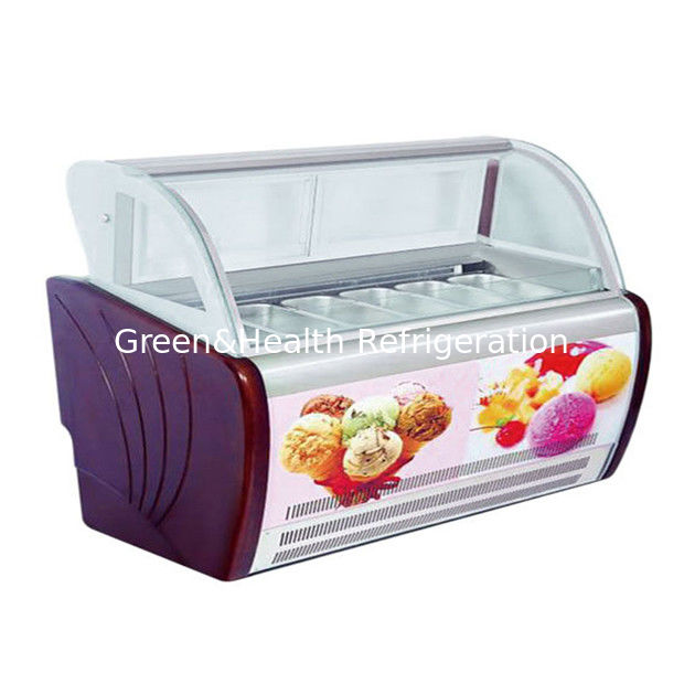 Tủ đông trưng bày kem thương mại với bộ điều nhiệt có thể điều chỉnh, khay thép không gỉ và chất làm lạnh R404a