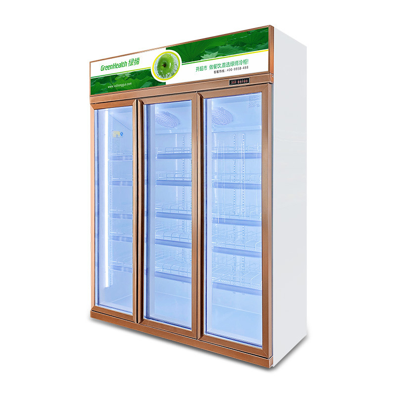 Tủ lạnh với cửa thủy tinh lắc bán hàng đồ uống hiển thị tủ lạnh cho tiện nghi cửa hàng tạp hóa