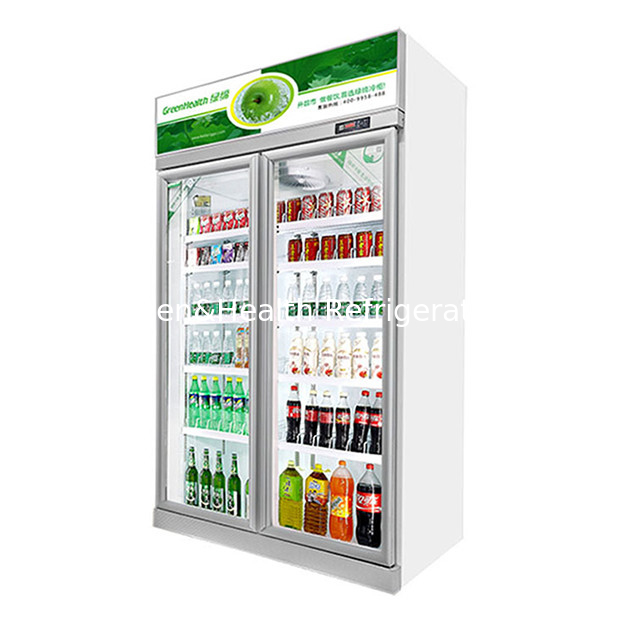 Tiếp thị thương mại siêu thị / cửa hàng hai cửa kính nền kinh tế tủ lạnh hiển thị tủ lạnh