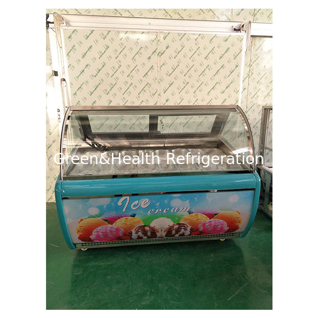 Tủ đông trưng bày kem kính cong 16 khay, điều chỉnh nhiệt độ, bán trực tiếp từ nhà máy