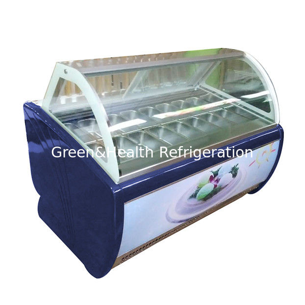 Tủ đông trưng bày kem kính cong 16 khay, điều chỉnh nhiệt độ, bán trực tiếp từ nhà máy